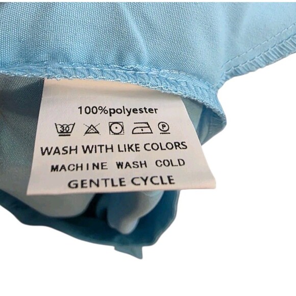 Zanzea Top And  Pants Set Womans Large Baby Blue Ultra Wide Leg Stretch NWT - Picture 12 of 13